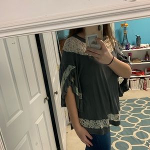 Gray, lace blouse